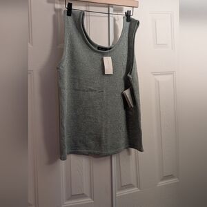 Silver Ribbed Fitted Tank Top